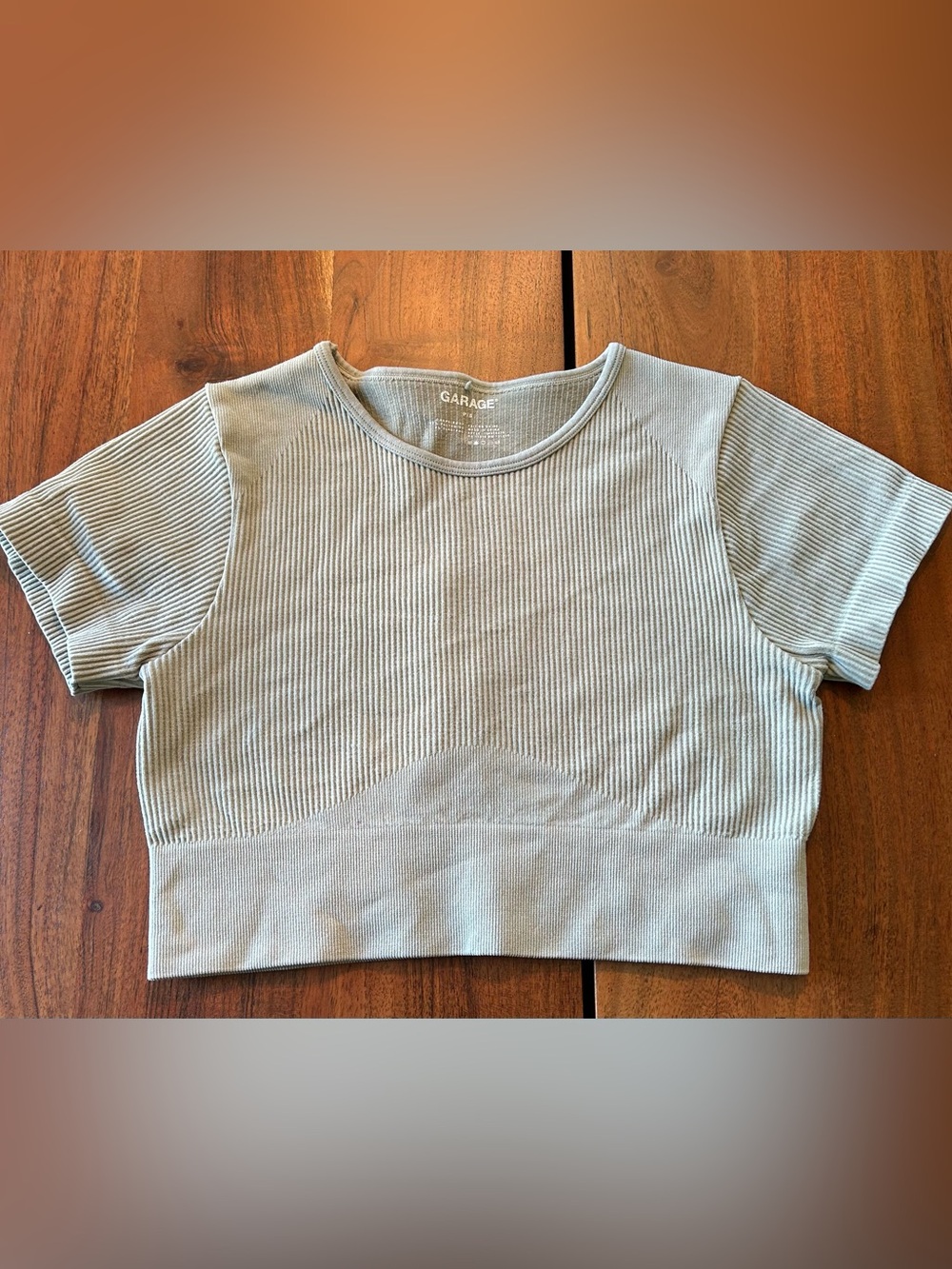 Garage Women’s Sage Ribbed Cropped Tee